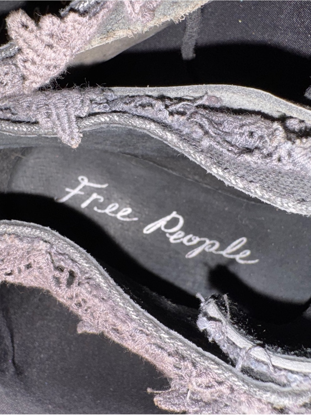 Free People Frayed Lace-Up Flats in Dusty Lavender